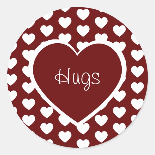 Sticker Rond Saint-Valentin Coeurs Hugs Rouge foncé (Devant)