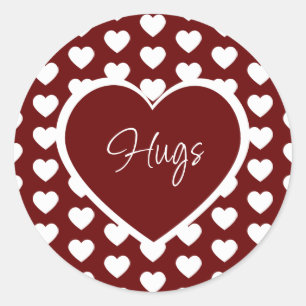Sticker Rond Saint-Valentin Coeurs Motifs Hugs mignons Rouge
