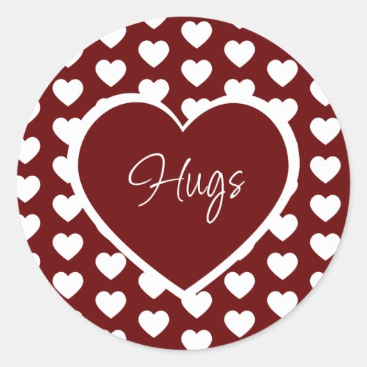 Sticker Rond Saint-Valentin Coeurs Motifs Hugs mignons Rouge (Devant)