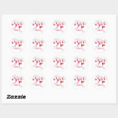 Sticker Rond Saint-Valentin Cœurs Roses (Feuille)