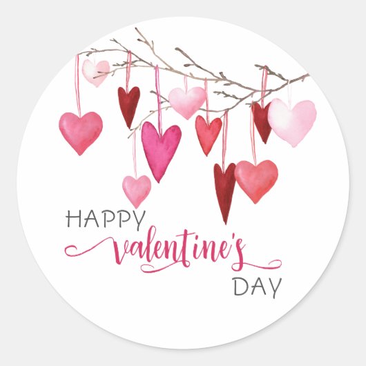 Sticker Rond Saint-Valentin Cœurs Roses (Devant)