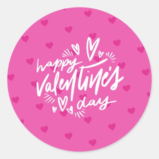 Sticker Rond Saint Valentin Coeurs roses chauds (Devant)