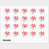 Sticker Rond Saint-Valentin Coeurs Rouges Et Beaucoup D'Amour (Feuille)