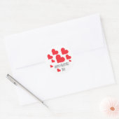 Sticker Rond Saint-Valentin Coeurs Rouges Et Beaucoup D'Amour (Enveloppe)