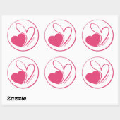 Sticker Rond Saint-Valentin Coeurs Tordus (Feuille)