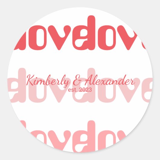 Sticker Rond Saint-Valentin Couple Personnalisé (Devant)