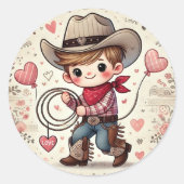 Sticker Rond Saint Valentin Cowboy (Devant)
