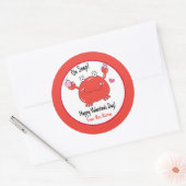 Sticker Rond Saint-Valentin Cute Red Crab Hearts Enfants (Enveloppe)