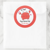 Sticker Rond Saint-Valentin Cute Red Crab Hearts Enfants (Sac)