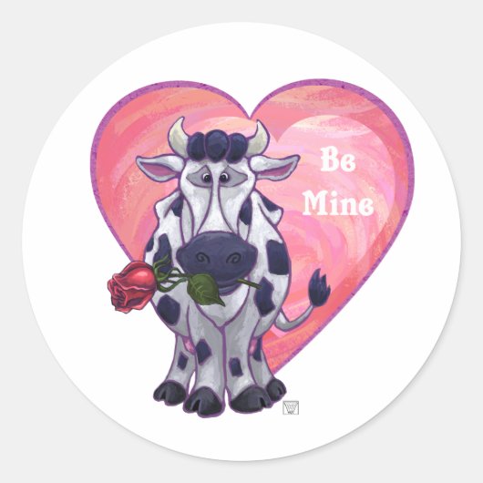 Sticker Rond Saint Valentin de la vache (Devant)