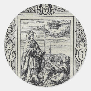 Sticker Rond Saint Valentin de Rome Gravure Premium Art