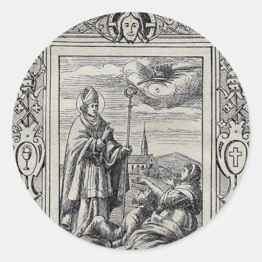 Sticker Rond Saint Valentin de Rome Gravure Premium Art (Devant)