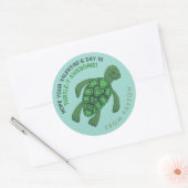 Sticker Rond Saint Valentin de Tortue Mignonne (Enveloppe)
