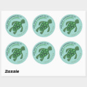 Sticker Rond Saint Valentin de Tortue Mignonne (Feuille)