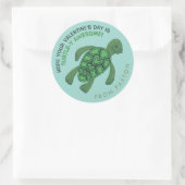 Sticker Rond Saint Valentin de Tortue Mignonne (Sac)