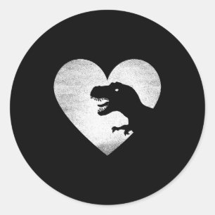 Sticker Rond Saint-Valentin dinosaures Trex Amour Dinosaures Dé