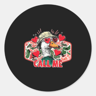 Sticker Rond Saint Valentin drôle de chasse aux canards camoufl