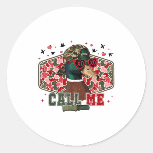 Sticker Rond Saint Valentin drôle Garçon Chasse au Canard Appel