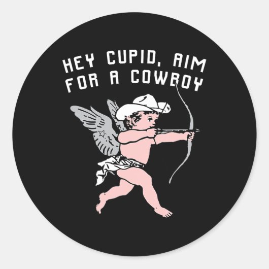 Sticker Rond Saint Valentin drôle Hé Cupidon (Devant)