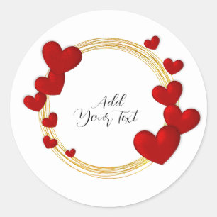 Sticker Rond Saint-Valentin élégant, Amour, Cœur rouge d'annive