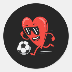 Sticker Rond Saint Valentin Football Drôle Coeur Garçons Hommes
