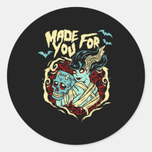 Sticker Rond Saint-Valentin Frankenstein fait pour vous amoureu