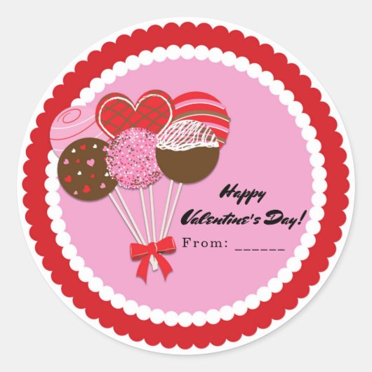 Sticker Rond Saint Valentin gâteaux pop Fête personnalisée Favo (Devant)