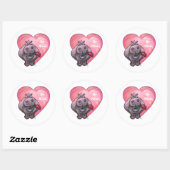 Sticker Rond Saint-Valentin Hippopotame (Feuille)