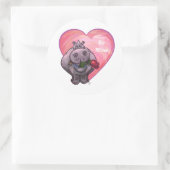 Sticker Rond Saint-Valentin Hippopotame (Sac)