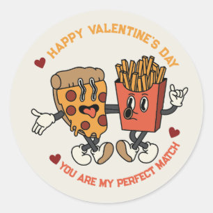 Sticker Rond Saint-Valentin "Match de pizza et de pommes de ter
