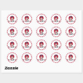 Sticker Rond Saint-Valentin - Mignonne poupée de cerf (Feuille)