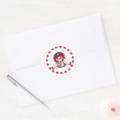 Sticker Rond Saint-Valentin - Mignonne poupée de cerf (Enveloppe)