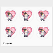 Sticker Rond Saint-Valentin Penguin (Feuille)