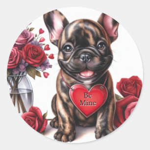 Sticker Rond Saint Valentin Personnaliser Texte Français Bulldo