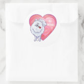 Sticker Rond Saint Valentin Poméranie Blanche (Sac)