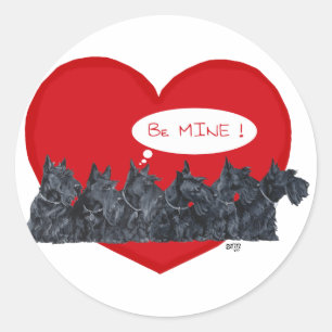 Sticker Rond Saint-Valentin pour Terriers Écossais