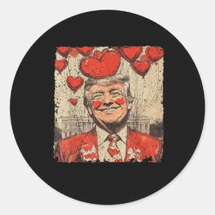Sticker Rond Saint-Valentin Rétro Drôle Humoristique Trump Est