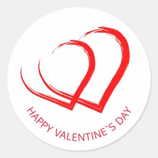 Sticker Rond Saint Valentin Romantique Deux Coeurs rouges (Devant)