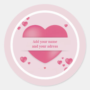 Sticker Rond Saint-Valentin romantique   Élégant Cœur rose