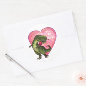 Sticker Rond Saint Valentin Tyrannosaurus (Enveloppe)