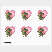 Sticker Rond Saint Valentin Tyrannosaurus (Feuille)