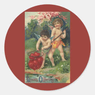 Sticker Rond Saint-Valentin victorien vintage, Offrande d'amour