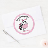 Sticker Rond Saint Valentin Zebra mignonne Coeurs roses (Enveloppe)