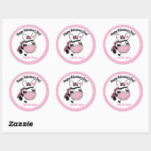 Sticker Rond Saint Valentin Zebra mignonne Coeurs roses (Feuille)