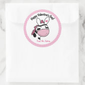 Sticker Rond Saint Valentin Zebra mignonne Coeurs roses (Sac)