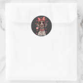 Sticker Rond Saint-Valentin's Joy German ShorthRAD Pointer Swee (Sac)