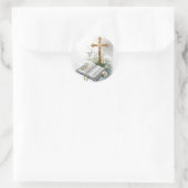 Sticker Rond Sainte Bible et Croix chrétienne (Sac)