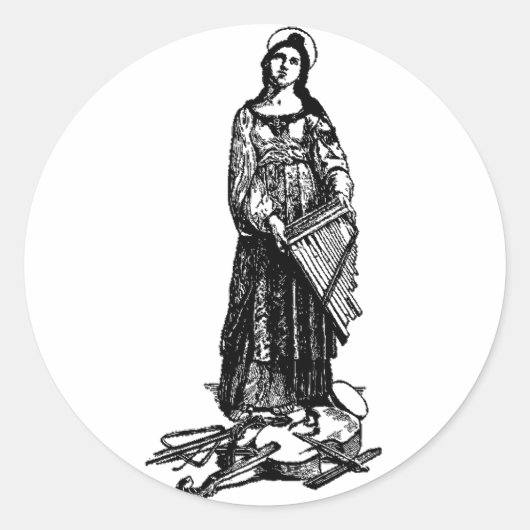 Sticker Rond Sainte Cécile avec violon de Raphaël (Devant)