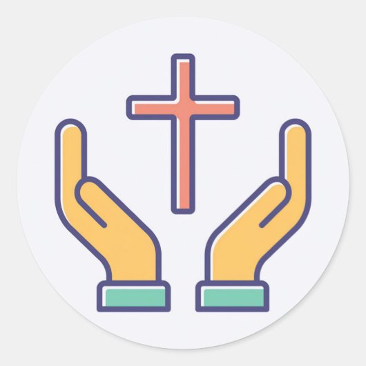 Sticker Rond Sainte Croix et prière (Devant)