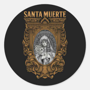 Sticker Rond Sainte Mort mexicaine déesse féminine crâne de suc